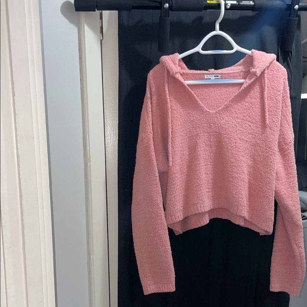 Cozy Pink Hooded Sweater